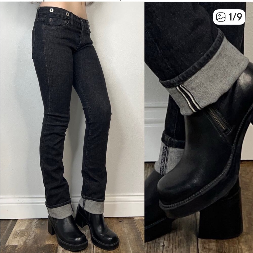 The Stronghold Los Angeles Black Stretch Denim Jeans Mid Rise Button Fly Size 27